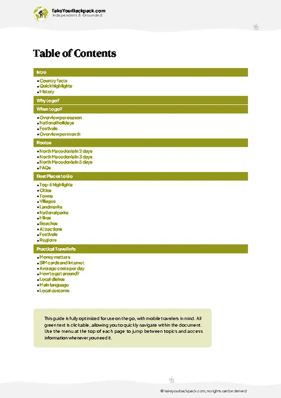 example page 2 from our offline Travel Guide for North Macedonia